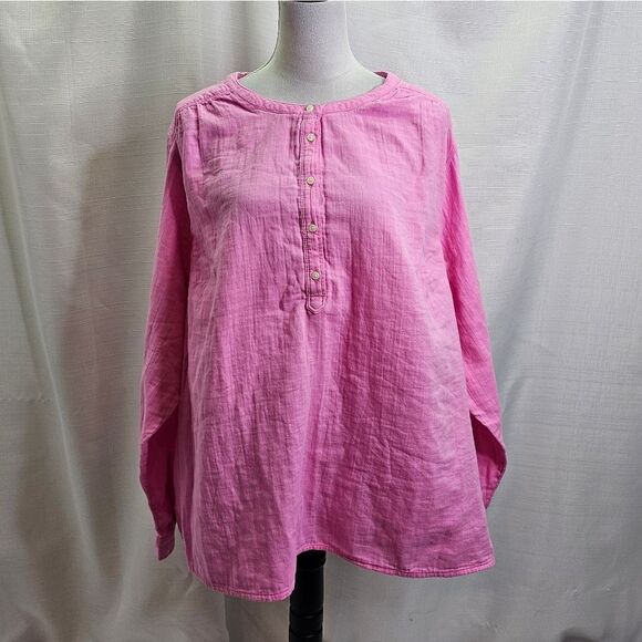 St. John's Bay Pink Gauze Relaxed Fit Cotton Top Size XL - Picture 1 of 10